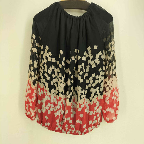 ダイアンフォンファステンバーグ DIANE VON FURSTENBERG シルク100 総柄 シアーパフブラウス ボウタイリボン ブラウス レディース JPN:2