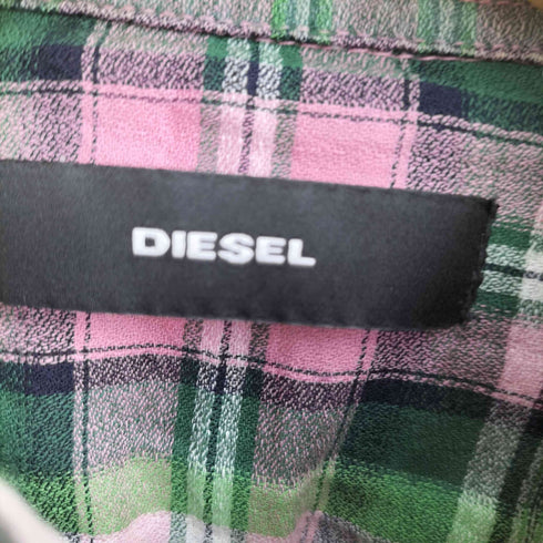 ディーゼル DIESEL スイッチマテリアル コットンタータンチェックシャツワンピース サイドスリット レディース XXS