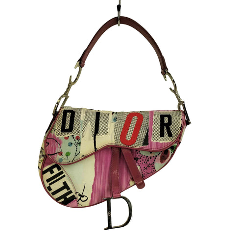 クリスチャンディオール Christian Dior 2003 リミテッドエディション ジョン ガリアーノ期 Dロゴ金具 パテントレザー サドルバッグ レディース