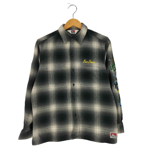 ベンデイビス BEN DAVIS STICHED PLAID SHIRT 刺繍 チェック オープンカラーシャツ メンズ import:M