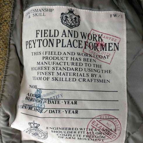 PEYTON PLACE FOR MEN ALEXANDERS 裏地キルティングウールステンカラーコート メンズ FREE