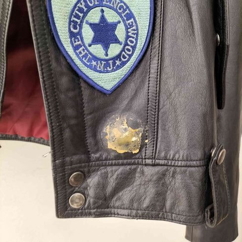 ワッペン カウレザー ダブルライダースジャケット メンズ
