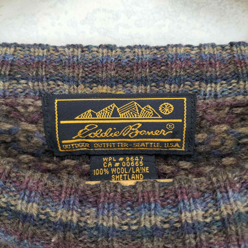 エディーバウアー Eddie Bauer 80s 黒タグ 総柄ウールニット メンズ