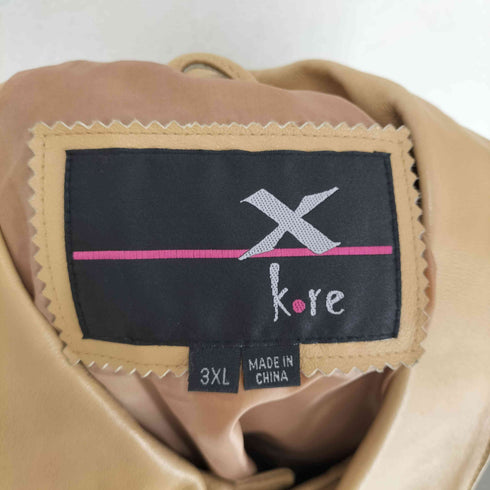 プリーツデザインリアルレザーコート メンズ 3XL