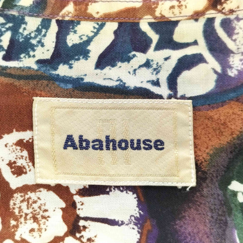 アバハウス ABAHOUSE レーヨン100% 総柄 開襟アロハシャツ メンズ