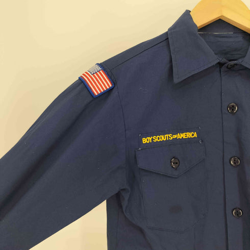 BOY SCOUTS OF AMERICA ウルフ キャット 国旗 ワッペン フラップポケット L/S シャツ メンズ