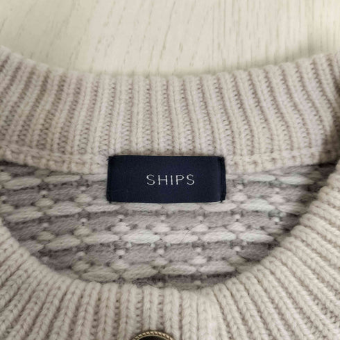 シップス SHIPS 手洗い可能 ツイードゴールドボタンカーディガン レディース