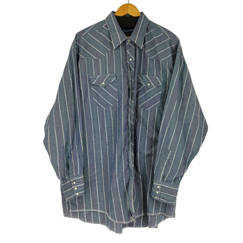 ラングラー Wrangler 90S L/S ストライプ ウェスタンシャツ メンズ 18-36