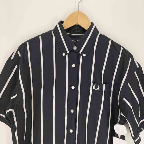 フレッドペリー FRED PERRY STRIPED BUTTON DOWN DRESS SHIRT ストライプ ボタン ダウン ドレス シャツ ワンピース レディース US:10