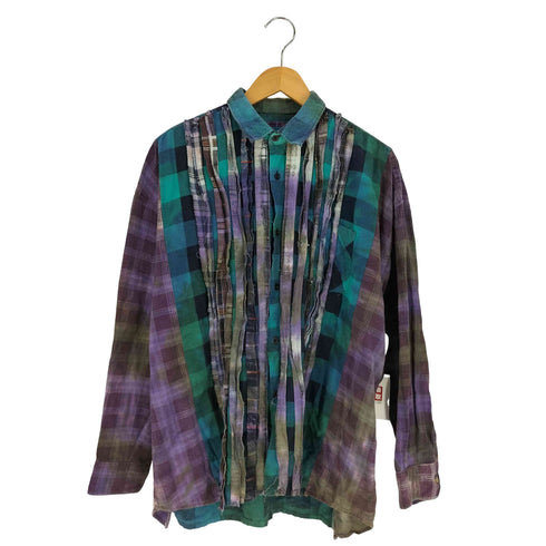 リビルドバイニードルズ rebuild by needles Flannel Shirt - Ribbon Wide Shirt Tie Dye タイダイ ワイド チェック シャツ メンズ