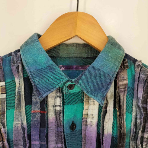 リビルドバイニードルズ rebuild by needles Flannel Shirt - Ribbon Wide Shirt Tie Dye タイダイ ワイド チェック シャツ メンズ