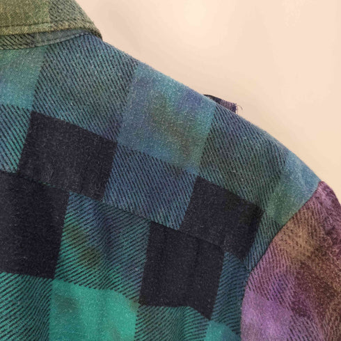 リビルドバイニードルズ rebuild by needles Flannel Shirt - Ribbon Wide Shirt Tie Dye タイダイ ワイド チェック シャツ メンズ