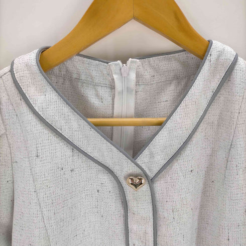 トッコクローゼット tocco closet ハート飾り釦付き配色ライン入りツイードワンピース レディース JPN:M