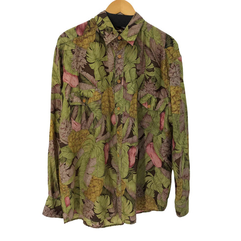 シルク100% 総柄 L/S シャツ レディース import:L