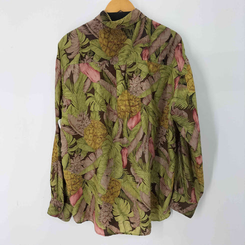 シルク100% 総柄 L/S シャツ レディース import:L