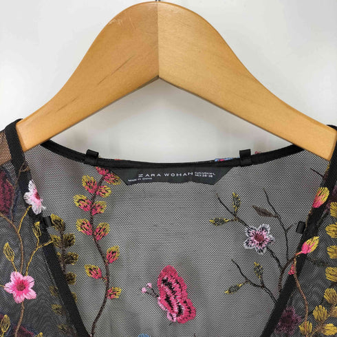ザラ ZARA WOMAN Flour Mesh Dress フラワー 刺繍 メッシュ ワンピース レディース M-L