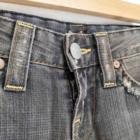 トゥルーレリジョン TRUE RELIGION JOEY ダメージ加工ブラックデニムパンツ Y2K レディース 26