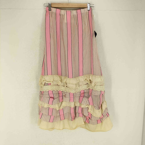 ローブドシャンブルコムデギャルソン robe de chambre COMME des GARCONS AD2000 00AW ストライプシルクフリルスカート レディース