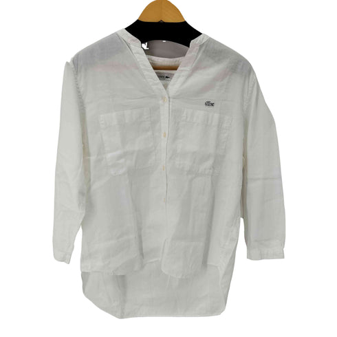 ラコステ LACOSTE コットンリネンスキッパーネックシャツ レディース JPN:36
