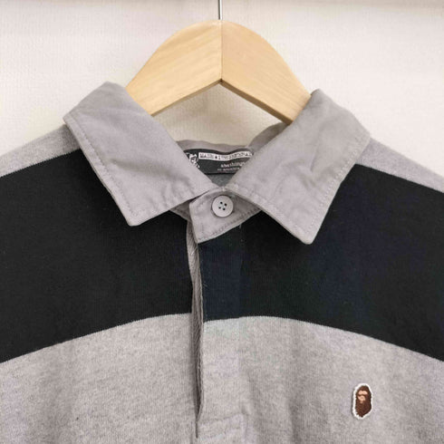 アベイシングエイプ A BATHING APE 90s スーパーマンロゴ 初期タグ ワンポイント刺繍 ボーダー 半袖 ポロシャツ メンズ JPN:M