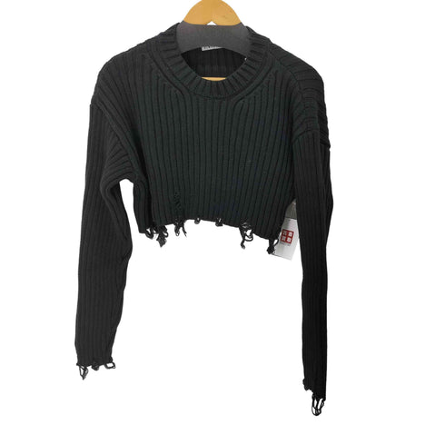 ザラ ZARA RIPPED CROPPED KNIT SWEATER レディース import:XS