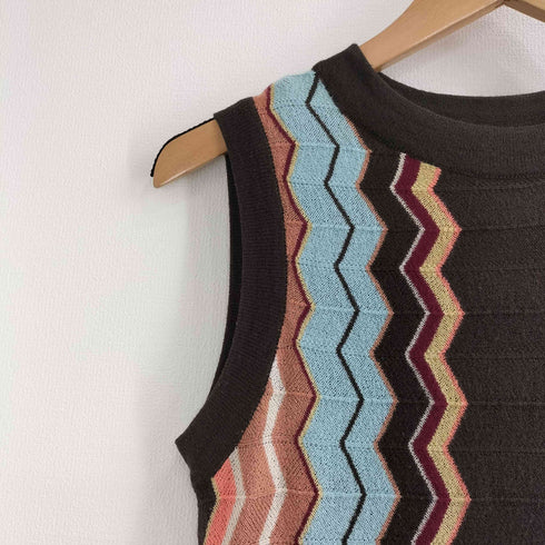 ミッソーニ MISSONI 総柄 ノースリーブ ニットワンピース レディース import:XS