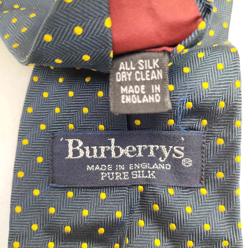 バーバリーズ BURBERRYS 英国製 PURE SILK ドット柄 ホース 刺繍 ネクタイ メンズ