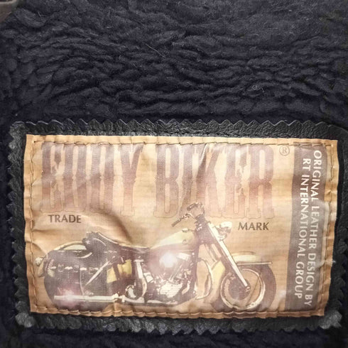 EDDY BIKER G-1 YKK ジップ 裏地 ボア ライナー レザー フライト ジャケット バイカー ジャケット メンズ import:M