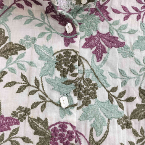 Castle Combe garden ジャスミン 総柄 エンブロイダリー刺繍 コットン 長袖シャツ レディース JPN:M