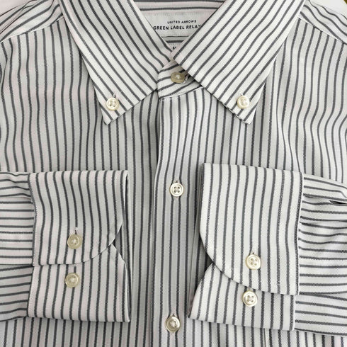 ユナイテッドアローズグリーンレーベルリラクシング UNITED ARROWS green label relaxing SLIM FIT ストライプ ボタンダウンシャツ メンズ JPN:L