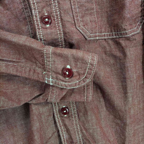 モモタロウジーンズ MOMOTARO JEANS 赤シャンブレ―シャツ チンストラップ メンズ 36