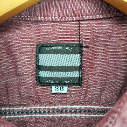 モモタロウジーンズ MOMOTARO JEANS 赤シャンブレ―シャツ チンストラップ メンズ 36