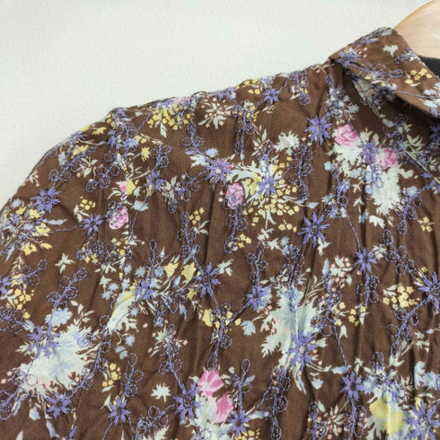 コットンハウスアヤ Cotton House Aya 総刺繍 花柄 丸襟 コットン 長袖シャツ ブラウス レディース JPN:M