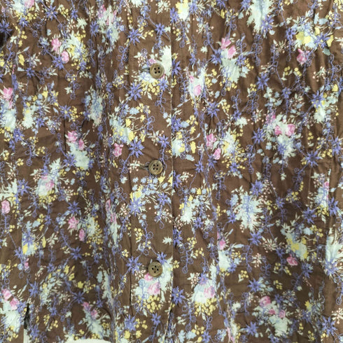 コットンハウスアヤ Cotton House Aya 総刺繍 花柄 丸襟 コットン 長袖シャツ ブラウス レディース JPN:M