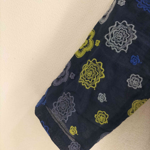 Castle Combe garden シェルボタン 花柄 エンブロイダリー刺繍 長袖シャツ レディース
