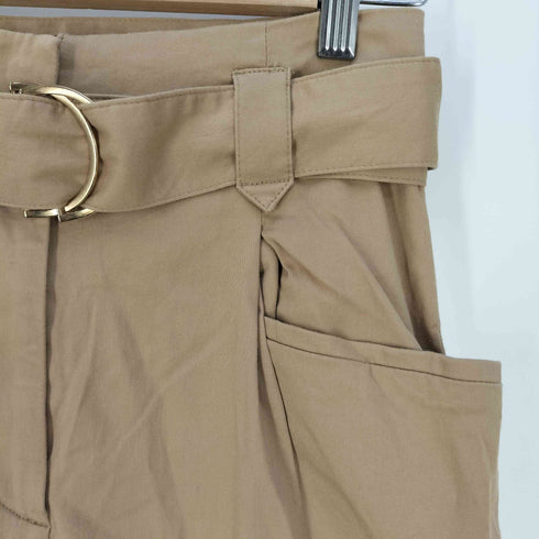 ザラ ZARA ベルト付き ハイウエスト ベルテッド タック ワイドレッグパンツ レディース M