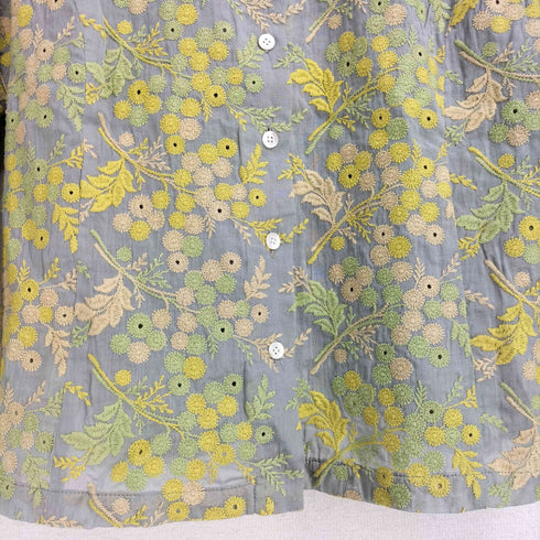 Castle Combe garden シェルボタン 花柄 エンブロイダリー刺繍 コットン 長袖シャツ レディース JPN:M