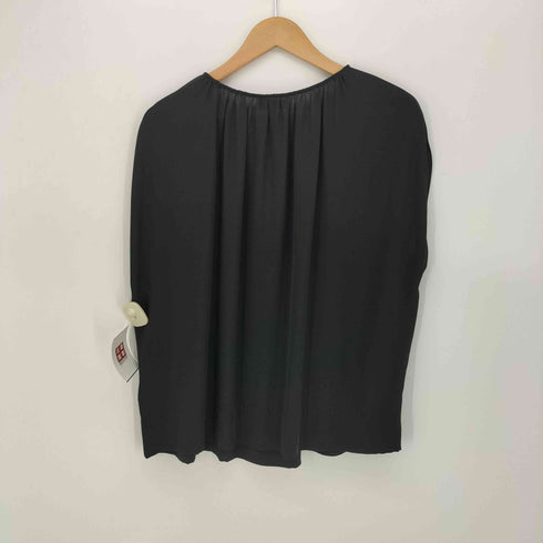 セオリー theory Silk Gathered Slit Neck Short-Sleeve Top レディース JPN:M
