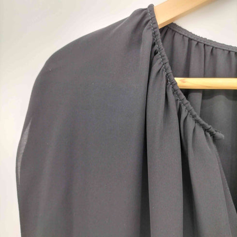 セオリー theory Silk Gathered Slit Neck Short-Sleeve Top レディース JPN:M