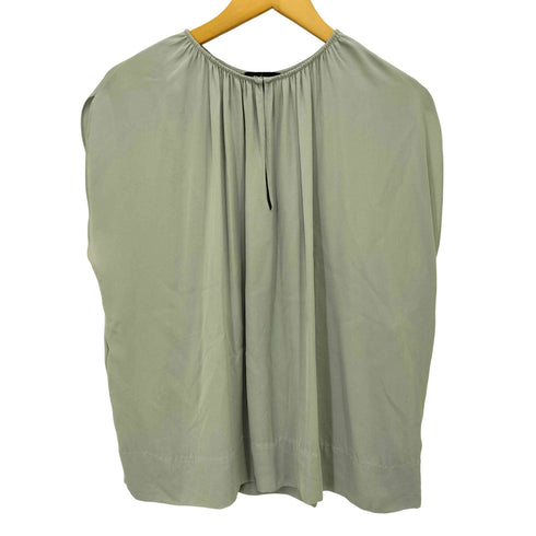 セオリー theory Silk Gathered Slit Neck Short-Sleeve Top レディース JPN:L