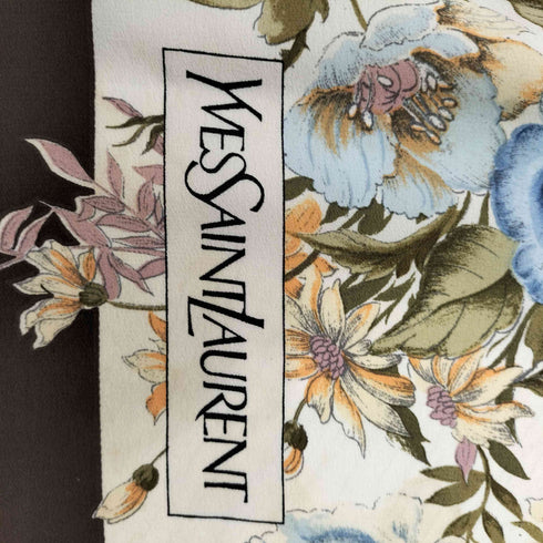 イヴサンローラン Yves Saint Laurent 大判 プリント 花柄 シルクスカーフ レディース