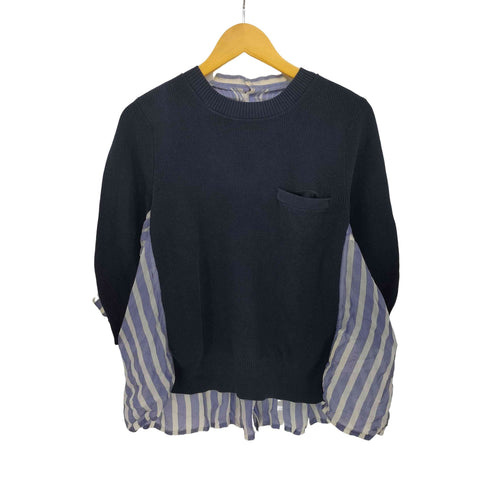 サカイ Sacai 17SS ニット切替 バックストライプ シルク ブラウス レディース JPN:3