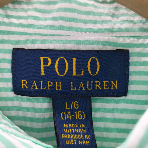 ポロラルフローレン POLO RALPH LAUREN ポニー刺繍 シアサッカー ストライプ半袖ボタンダウンシャツ メンズ L/G