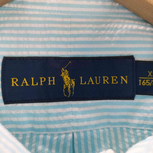 ラルフローレン RALPH LAUREN ポニー刺繍 シアサッカー ストライプ半袖ボタンダウンシャツ メンズ XS