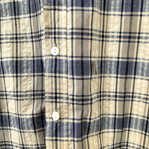 ダックスロンドン DAKS LONDON シアサッカー チェック S/S シャツ メンズ import:L