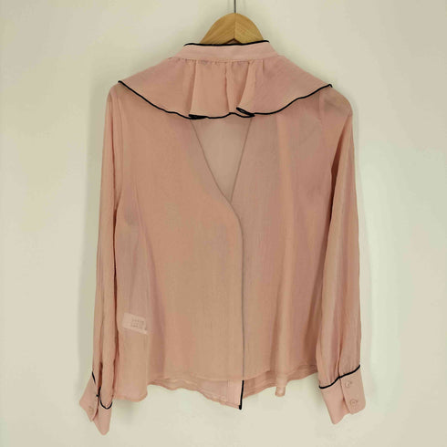 ザラ ZARA CONTRAST PIPING RUFFLED BLOUSE コントラクト パイピング フリル ブラウス レディース import:XS