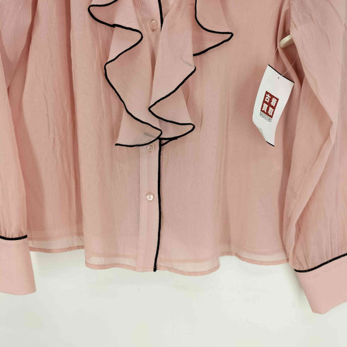 ザラ ZARA CONTRAST PIPING RUFFLED BLOUSE コントラクト パイピング フリル ブラウス レディース import:XS