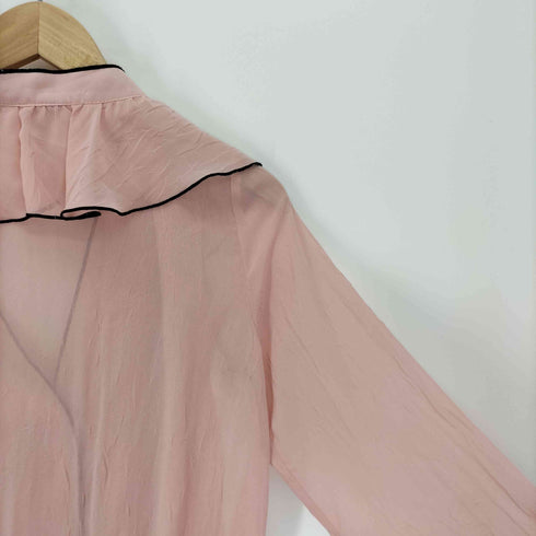 ザラ ZARA CONTRAST PIPING RUFFLED BLOUSE コントラクト パイピング フリル ブラウス レディース import:XS
