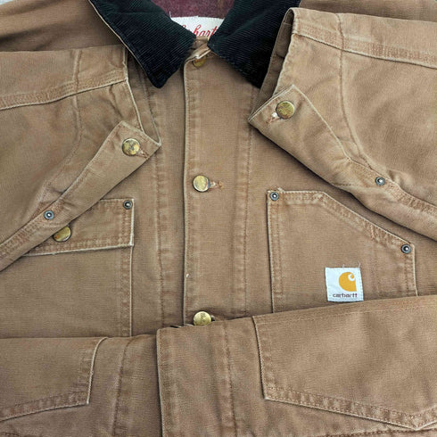 カーハート Carhartt メキシコ製 襟コーデュロイ 裏地ブランケット イレギュラースタンプ カバーオール ミシガンチョアコート メンズ 2XL