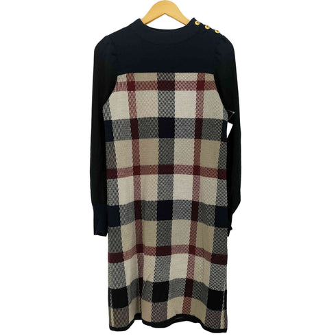 ブルーレーベルクレストブリッジ BLUE LABEL CRESTBRIDGE クレストブリッジチェックジャカードニットワンピース レディース JPN:38